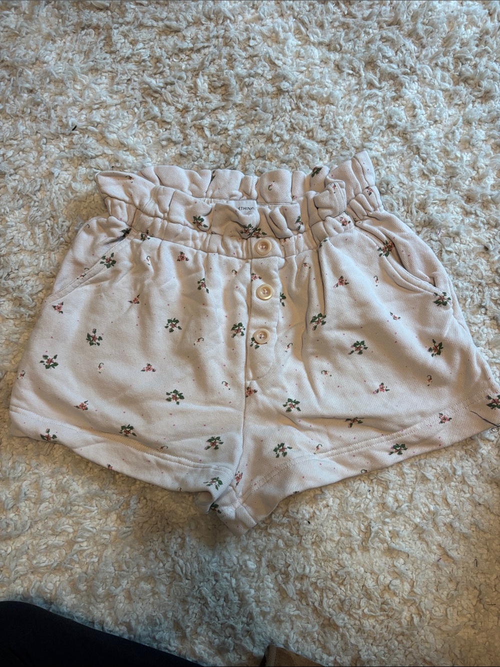 Something Navy Cream Floral Paperbag Waist Shorts